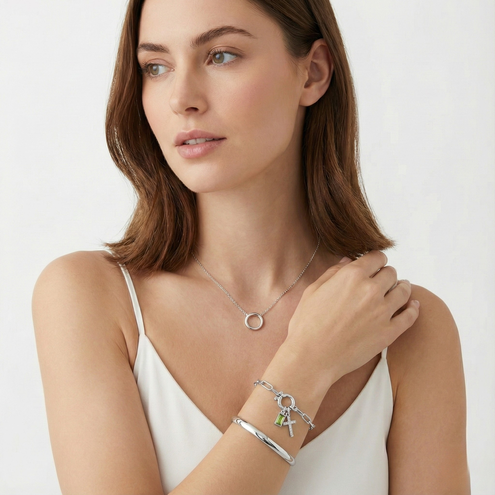 Pulseira Elos Cruz com Pedra do Mês