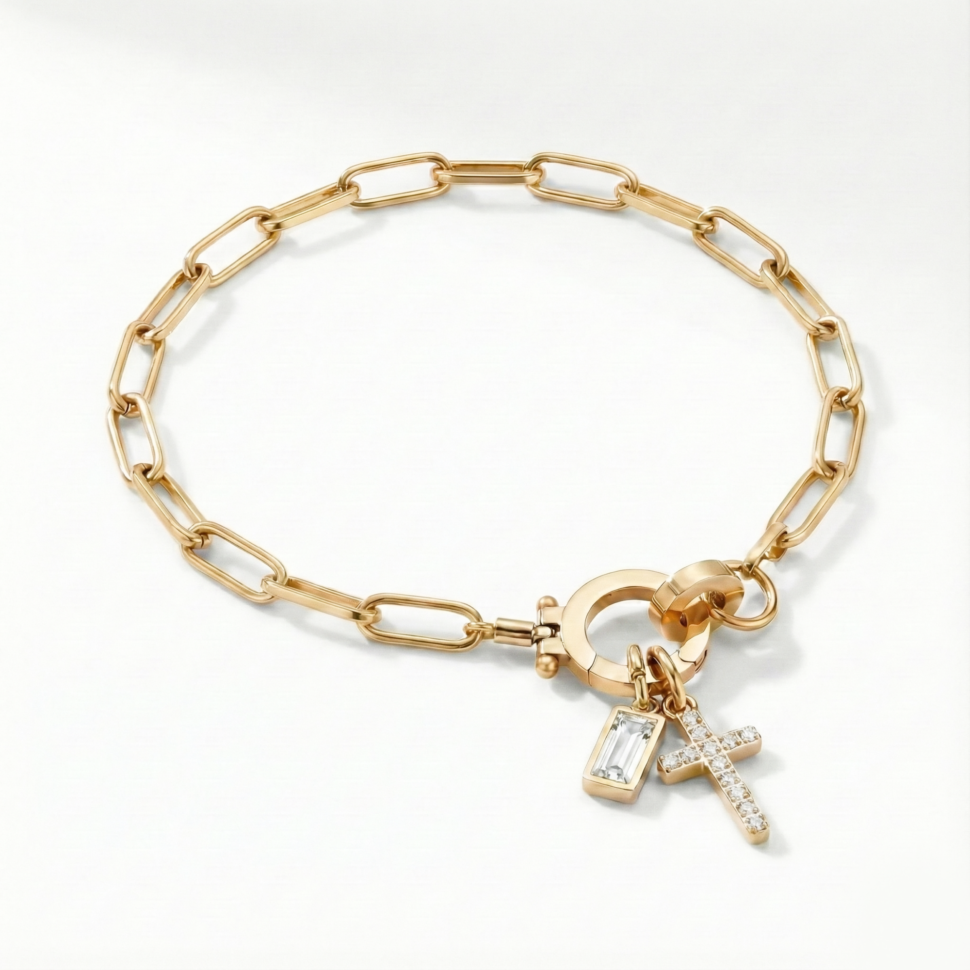 Pulseira Elos Cruz com Pedra do Mês