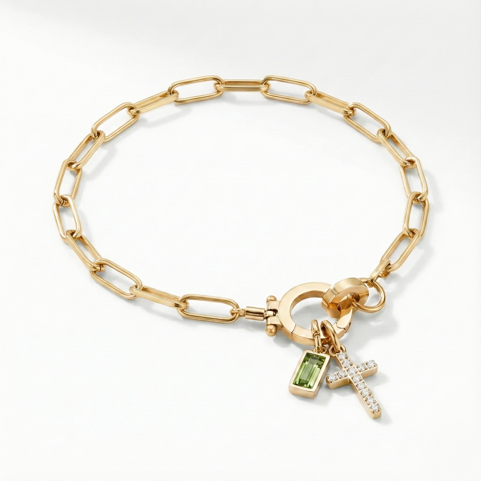Pulseira Elos Cruz com Pedra do Mês