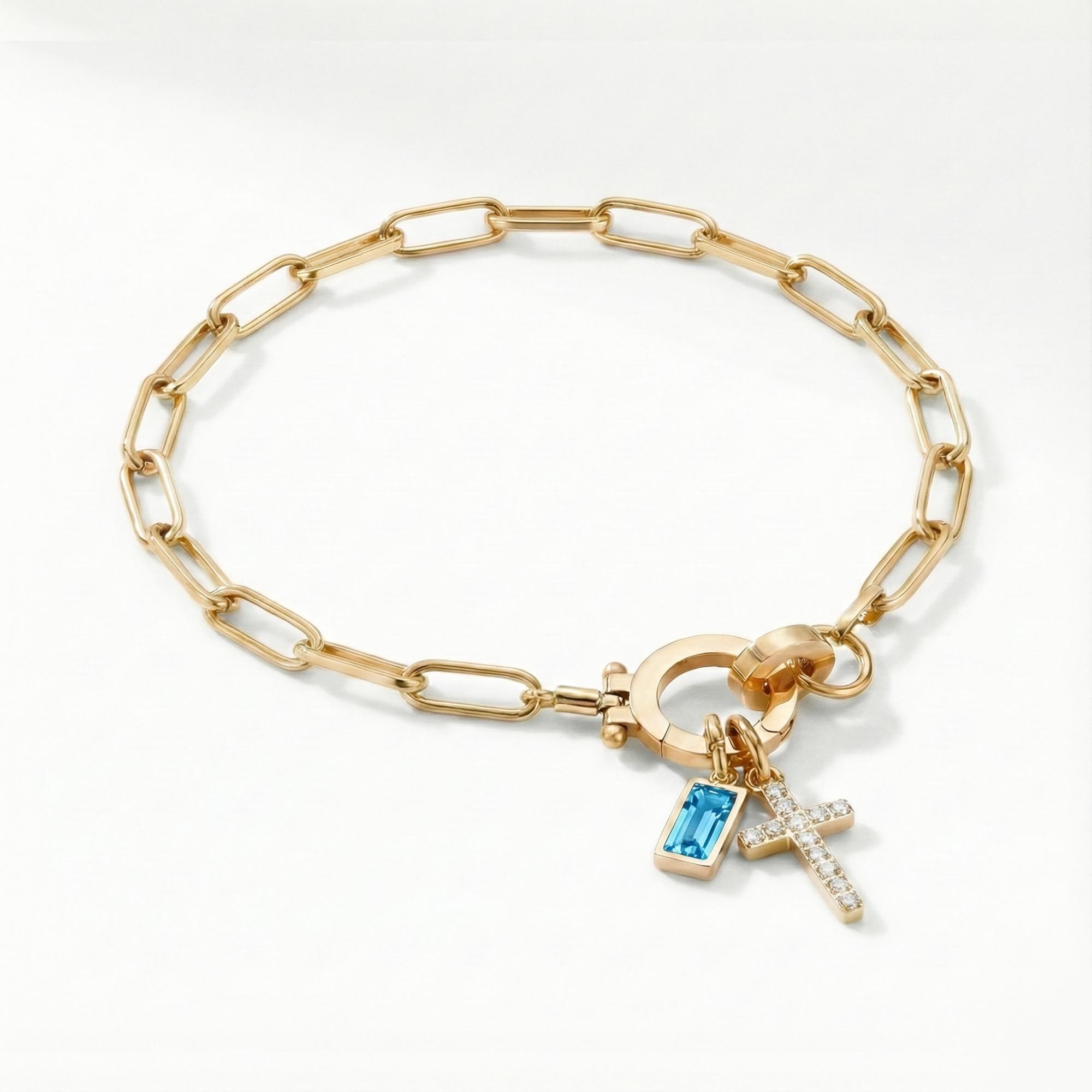 Pulseira Elos Cruz com Pedra do Mês