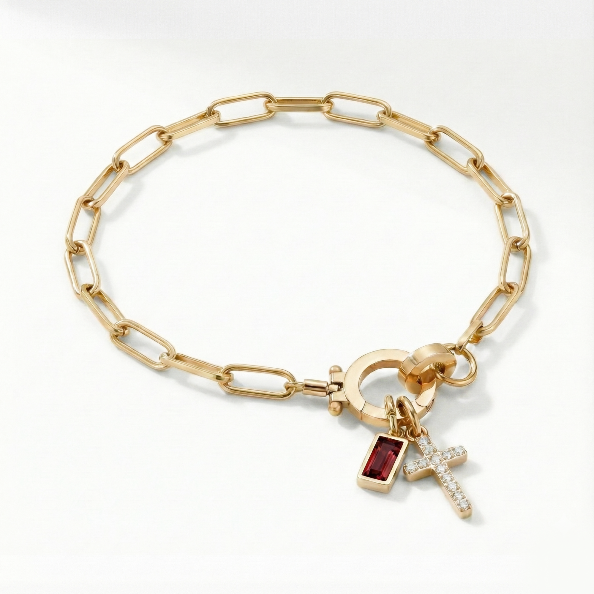 Pulseira Elos Cruz com Pedra do Mês