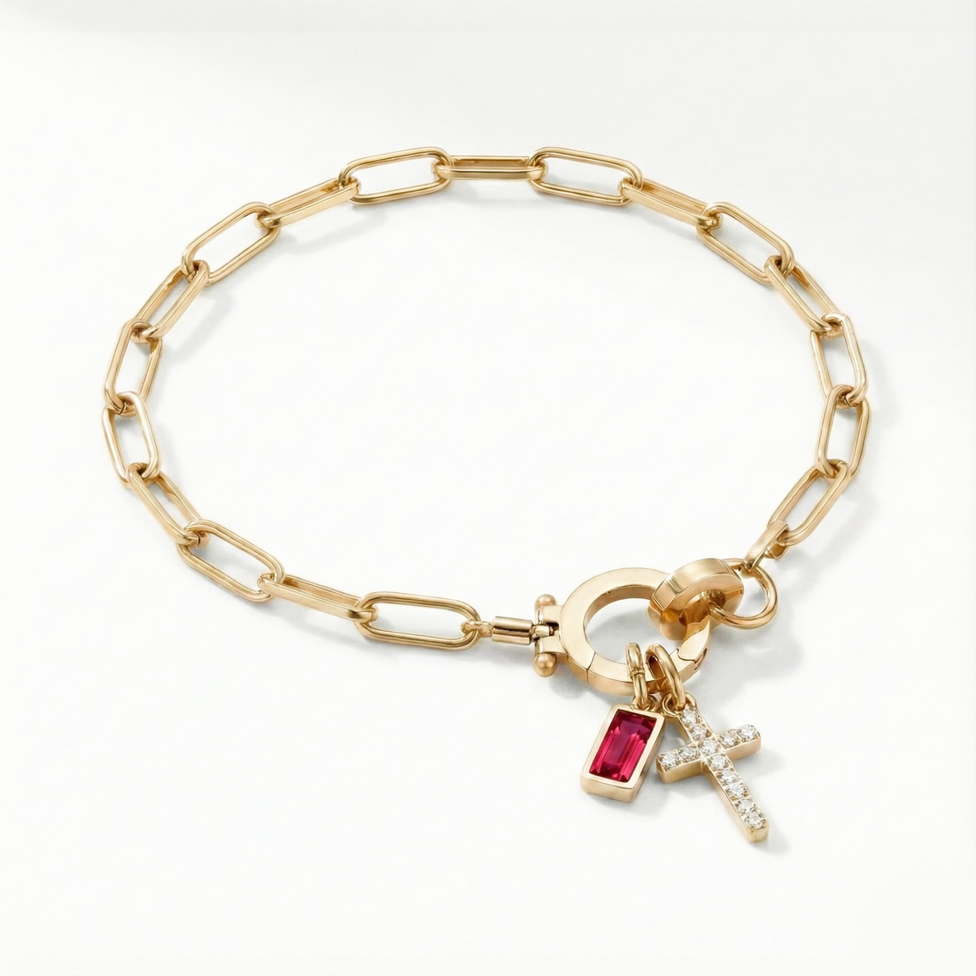 Pulseira Elos Cruz com Pedra do Mês