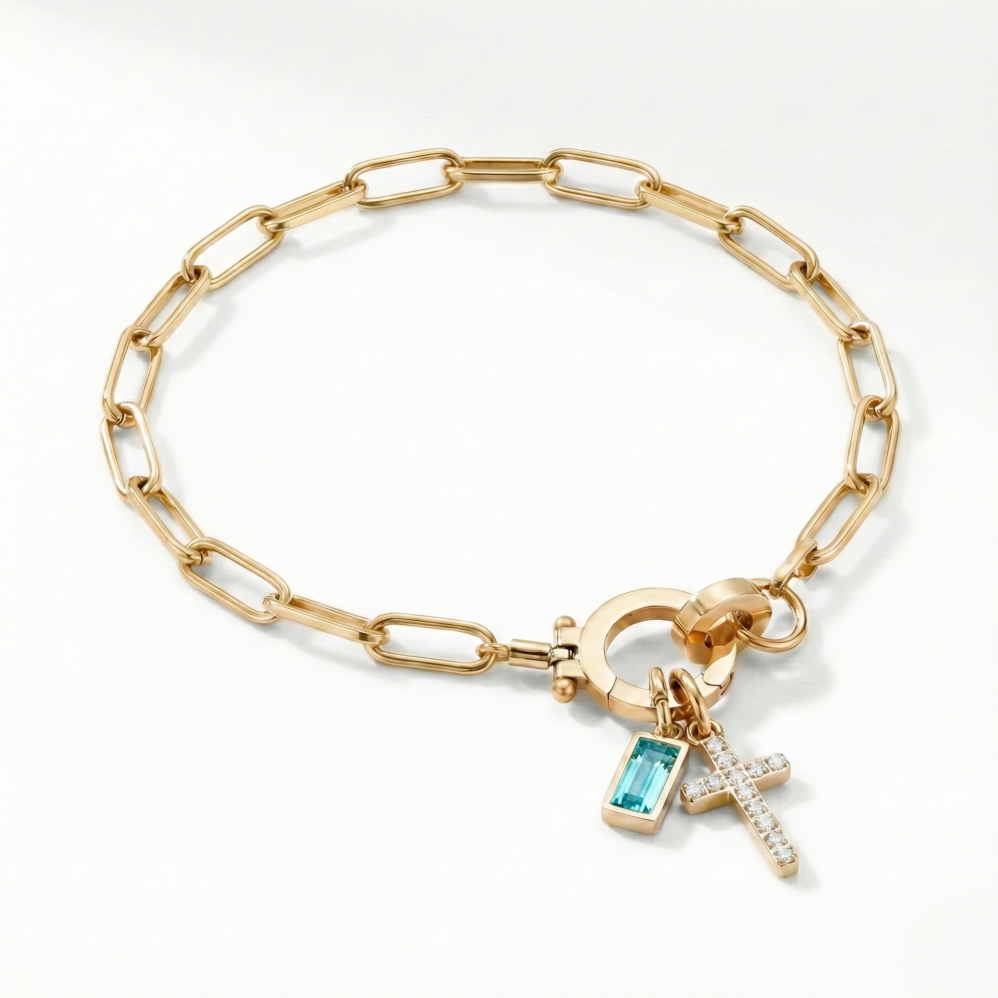 Pulseira Elos Cruz com Pedra do Mês