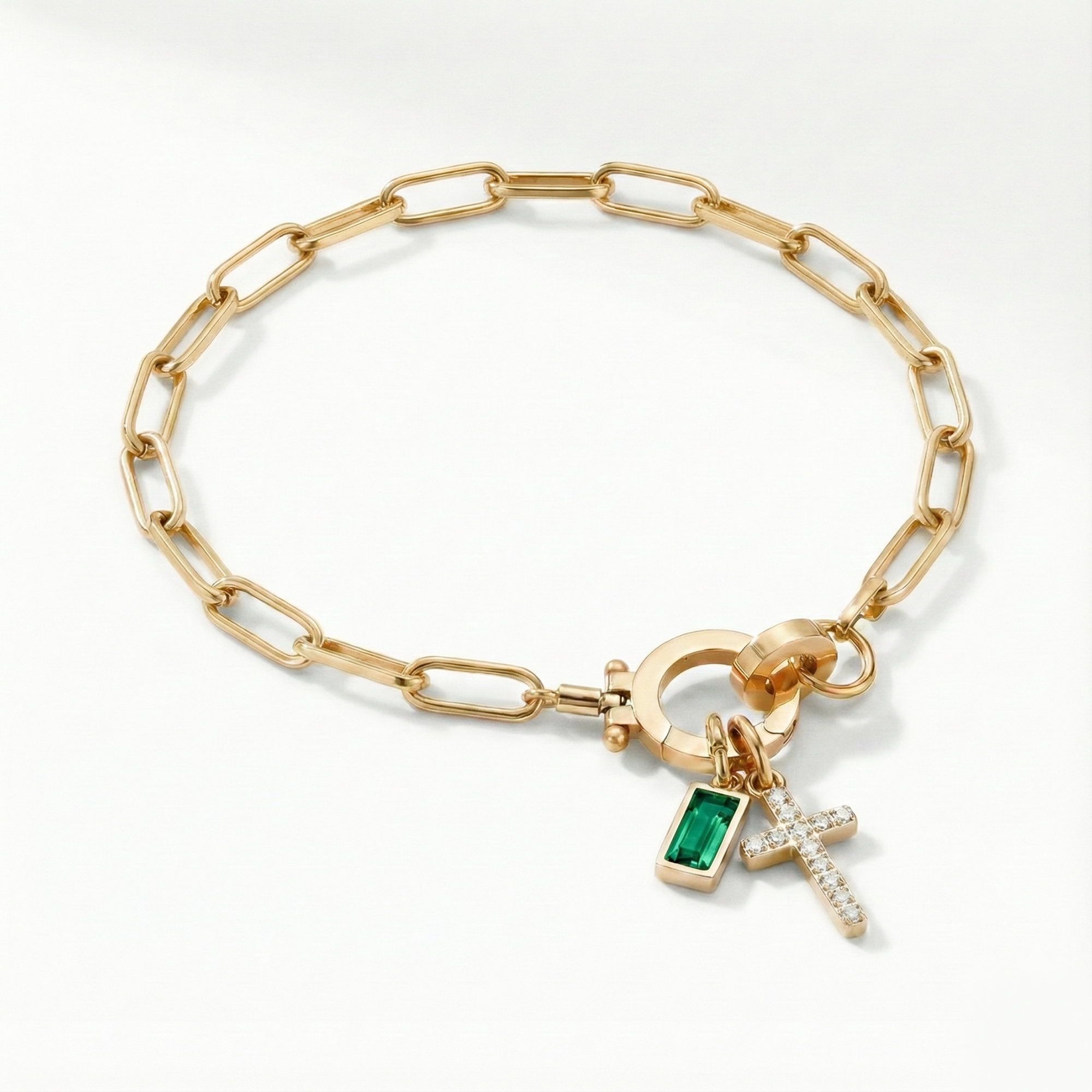 Pulseira Elos Cruz com Pedra do Mês