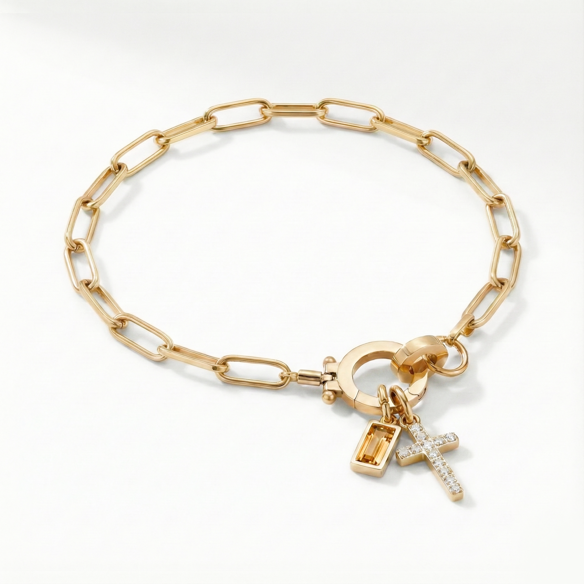 Pulseira Elos Cruz com Pedra do Mês