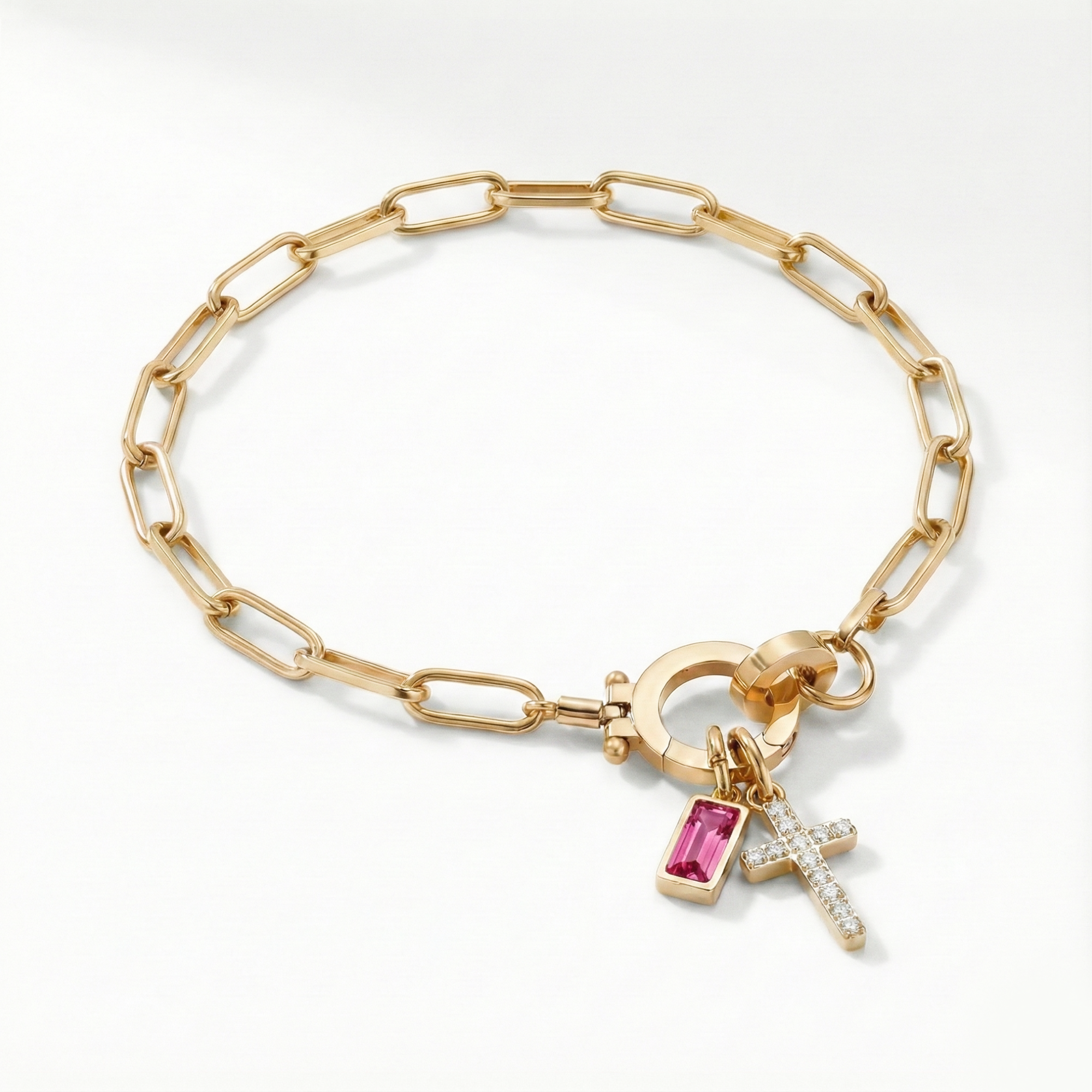 Pulseira Elos Cruz com Pedra do Mês