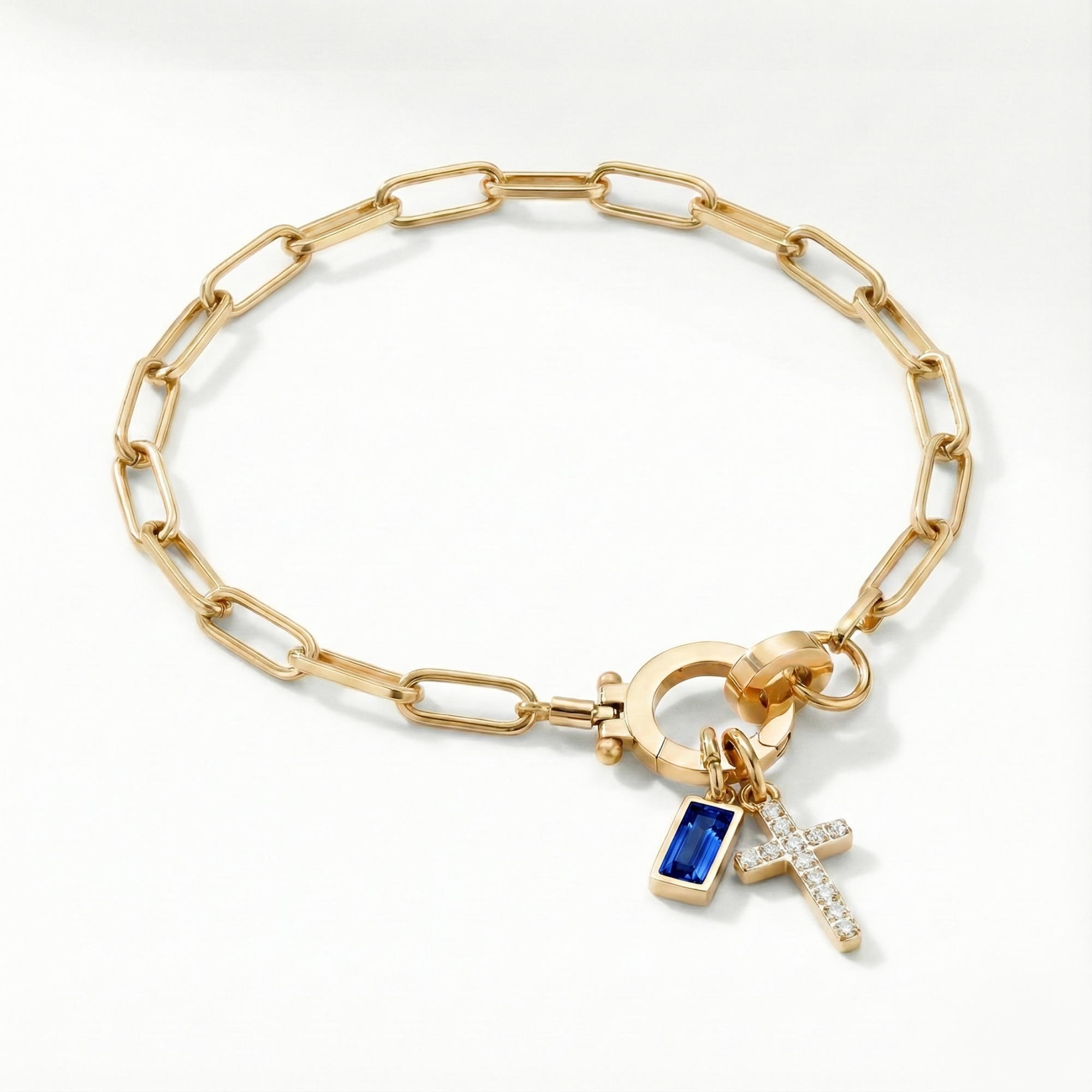 Pulseira Elos Cruz com Pedra do Mês