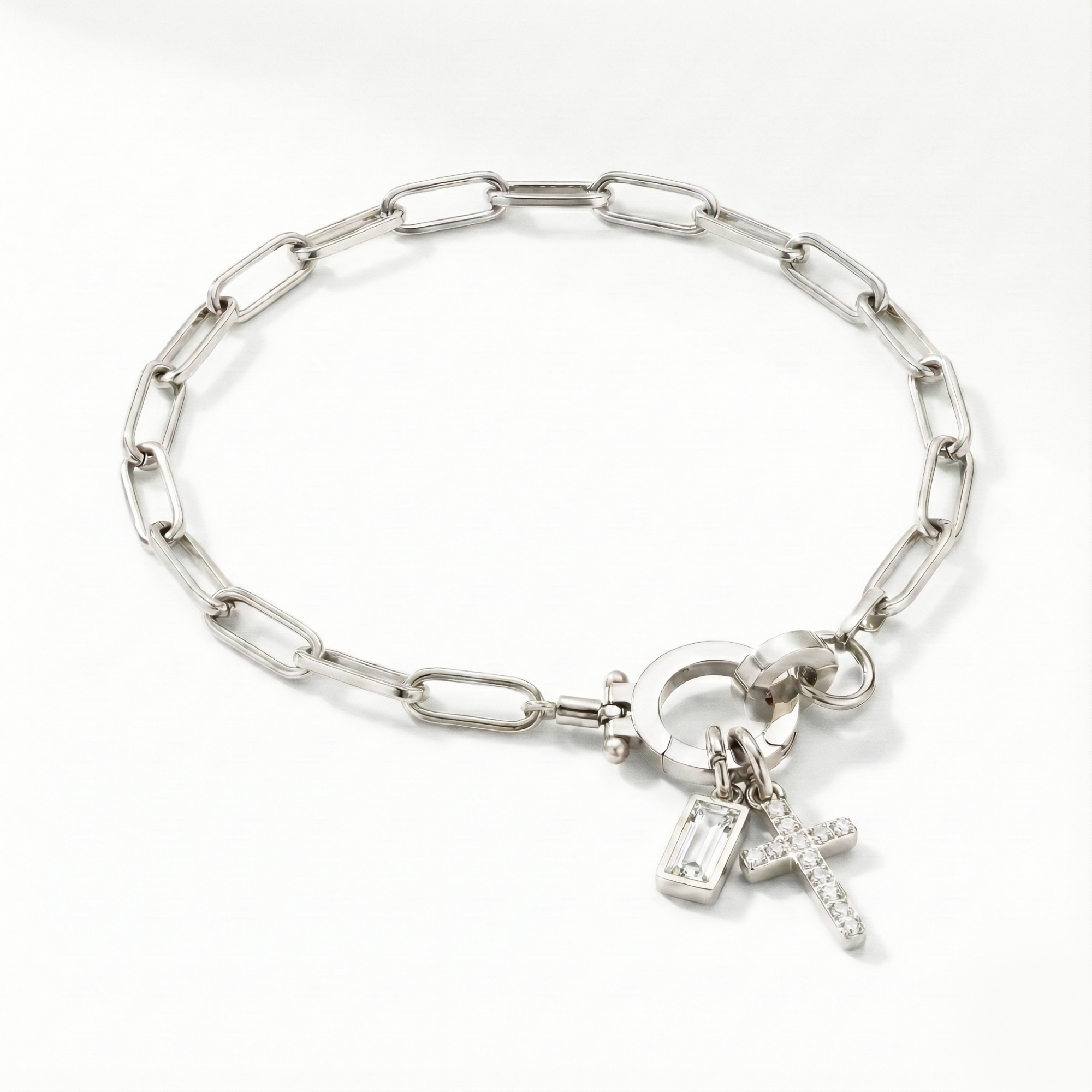 Pulseira Elos Cruz com Pedra do Mês