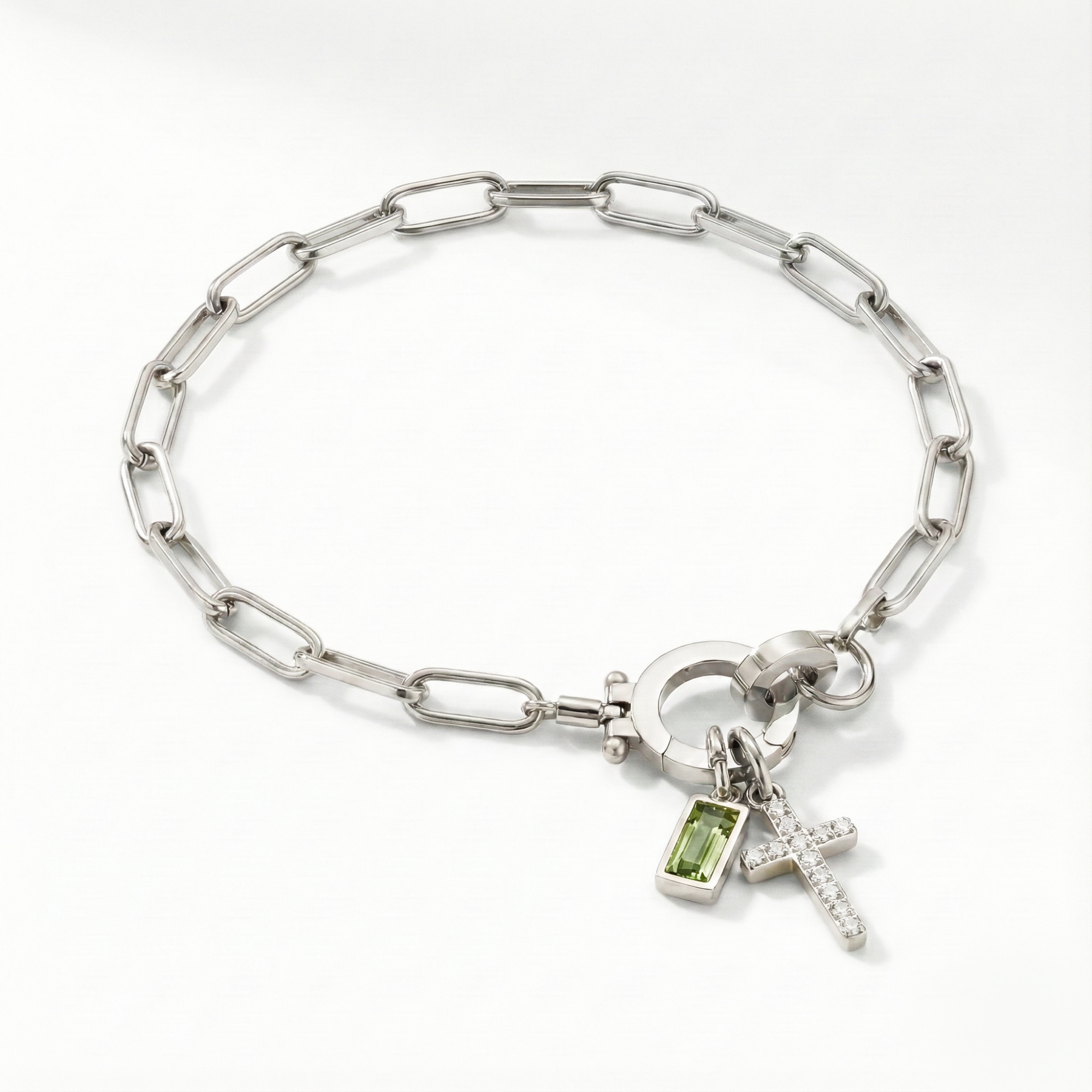 Pulseira Elos Cruz com Pedra do Mês