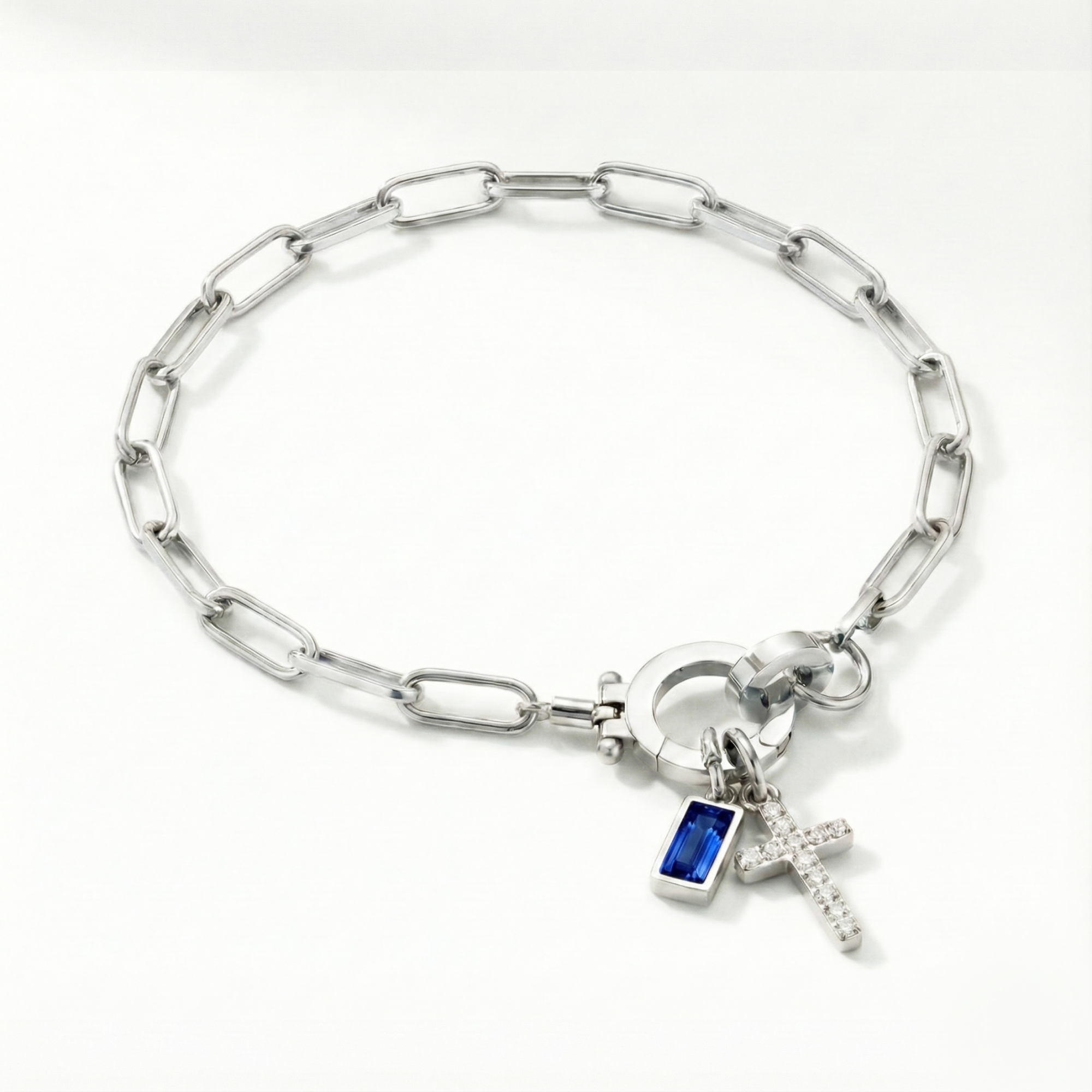 Pulseira Elos Cruz com Pedra do Mês